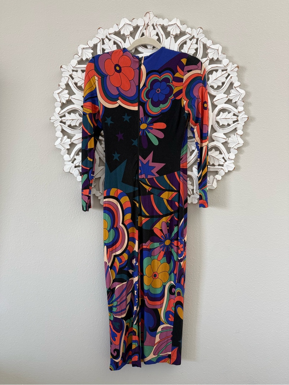 Farm Rio 70s Vibe Midi Dress Vibrant Multicolor Floral Pattern - Picture 2 of 7
